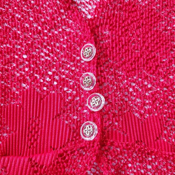 Y2K 90s Whimsigoth Vampire Womens Medium Red Sheer Mesh Short Sleeve - Picture 3 of 8